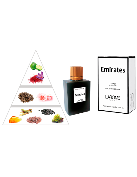 Perfume nicho unisex Emirates, inspirado en Arabians Tonka de Montale, con notas de azafrán, haba tonka y maderas preciosas